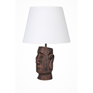 Modern Dizayn Moai Abajur Bakır Beyaz