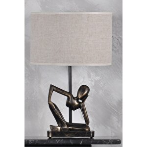 Modern Dizayn İnsan Abajur Gold Krem
