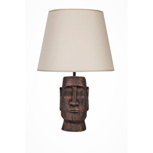 Modern Dizayn Moai Abajur Bakır Bej