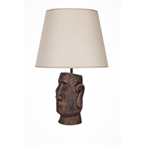 Modern Dizayn Moai Abajur Bakır Bej