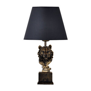 Modern Dizayn Aslan Abajur Gold Gri