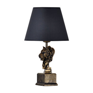 Modern Dizayn Aslan Abajur Gold Gri
