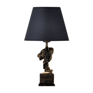 Modern Dizayn Aslan Abajur Gold Gri