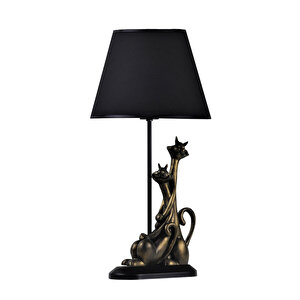 Modern Dizayn Kedi Abajur Gold Siyah