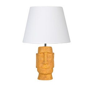 Modern Dizayn Moai Abajur Sarı Beyaz