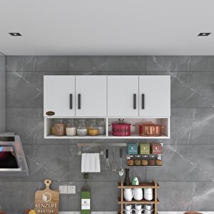 Hazır Mutfak Vesper Beyaz 060x120x22 Mutfak Banyo Dolabı Kapaklı Raflı