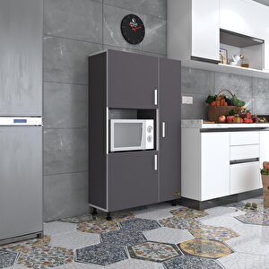 Mini Fırın Dolabı Alpkuntsol Gri 148*90*30 Ayaklı Mikroalga Midi Fırın Mutfak