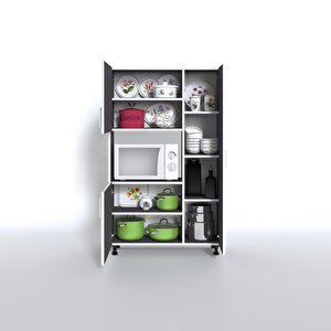 Mini Fırın Dolabı Alpkuntsol Gri 148*90*30 Ayaklı Mikroalga Midi Fırın Mutfak