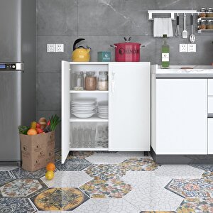 2 Kapılı Dolap Çilem 088*070*032 Byz Kilitli Tekerlekli Banyo Mutfak Ofis Kitaplık Ayakkabılık Kiler