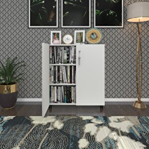 Kenzlife 2 Kapılı Dolap Çilem 088*070*032 Byz Kilitli Tekerlekli Banyo Mutfak Ofis Kitaplık Ayakkabılık Kiler