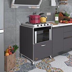 Ocak Dolabı Ayşe Gri 85*60*57 Mutfak Modül Mini Fırın Mikrodalga Banyo Ofis Modül