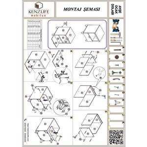 Kenzlife Ocak Dolabı Ayşe Gri 85*60*57 Mutfak Modül Mini Fırın Mikrodalga Banyo Ofis Modül