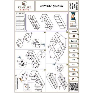 Kenzlife Hazır Mutfak Silvanus Ceviz 060x180x22 Mutfak Banyo Dolabı Kapaklı Raflı