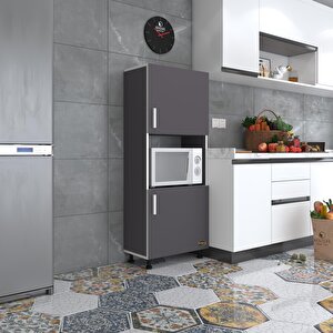 Mini Fırın Dolabı Gökhun Gri 148*60*30 Ayaklı Mikroalga Midi Fırın Mutfak