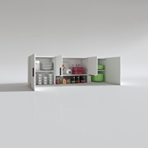 Hazır Mutfak Packey Beyaz 060x180x22 Mutfak Banyo Dolabı Kapaklı Raflı