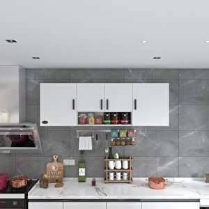 Hazır Mutfak Packey Beyaz 060x180x22 Mutfak Banyo Dolabı Kapaklı Raflı