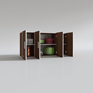 Hazır Mutfak Merlanda Ceviz 060x120x22 Mutfak Banyo Dolabı Kapaklı Raflı