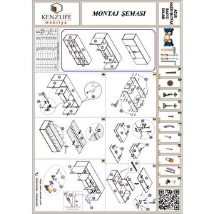 Kenzlife Hazır Mutfak Acus32 Byz 060*150*32 Mutfak Banyo Dolabı Kapaklı Raflı