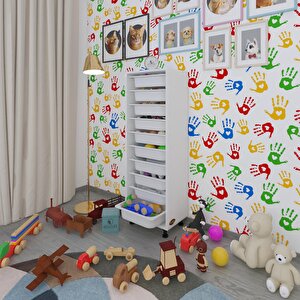 Sepetli Mutfak Dolabı Ruberu Byz 134x45x30 Banyo Oyuncak Çamaşır Beyaz 10 Lu Sepet