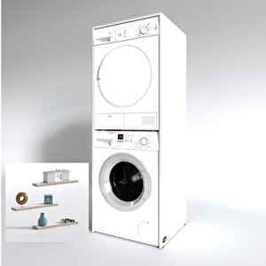 Çamaşır-kurutma Makinesi Dolabı Zakhar Beyaz Bulaşık Banyo + Debernuş Duvar Rafı Hediyeli