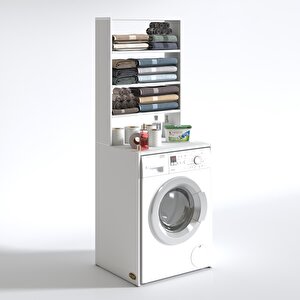 Çamaşır Makinesi Dolabı Vankamdf Beyaz 180x066x20 % 100 Mdf Full Mdf Banyo Kapaksız Arkalıksız