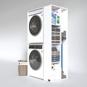 Çamaşır-kurutma Makinesi Dolabı Demyanmdf Beyaz 180x90x60 % 100 Mdf Full Mdf Banyo Kapaksız Arkalıksız