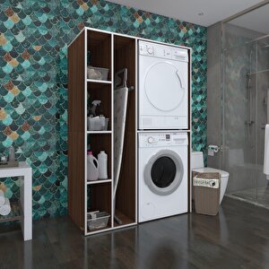 Kenzlife Çamaşır-kurutma Makinesi Dolabı Alyusha Ceviz 180x120x60 Banyo Kapaksız Arkalıksız