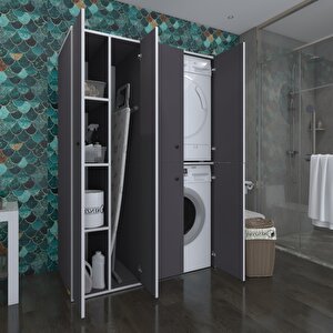 Çamaşır-kurutma Makinesi Dolabı Kapaklı Yaromira Gri 180x120x60 Banyo Arkalıksız