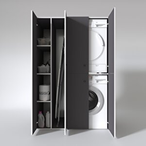 Çamaşır-kurutma Makinesi Dolabı Kapaklı Yaromira Gri 180x120x60 Banyo Arkalıksız