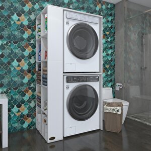Çamaşır-kurutma Makinesi Dolabı Bolodenkamdf Sol Beyaz 180x90x60 % 100 Mdf Full Mdf Banyo Kapaksız Arkalıksız