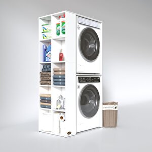 Çamaşır-kurutma Makinesi Dolabı Bolodenkamdf Sol Beyaz 180x90x60 % 100 Mdf Full Mdf Banyo Kapaksız Arkalıksız