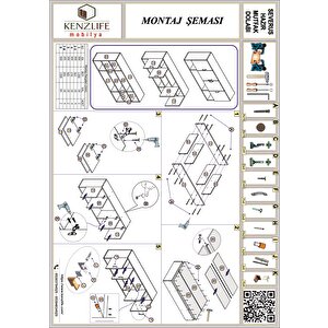 Kenzlife Hazır Mutfak Severus Byz 060*120*32 Mutfak Banyo Dolabı Kapaklı Raflı