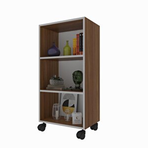 Kitaplık Beril 108x030x20 Ceviz Tekerlekli Mutfak Dolabı Banyo Ofis Ayakkabılık Kiler