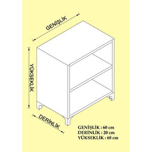 Kenzlife Kitaplık Beril 068x060x20 Ceviz Tekerlekli Mutfak Dolabı Banyo Ofis Ayakkabılık Kiler