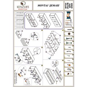 Kenzlife Hazır Mutfak Nonus Byz 060*150*32 Mutfak Banyo Dolabı Kapaklı Raflı
