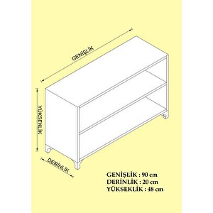 Kenzlife Kitaplık Beril 048x090x020 Ceviz Tekerlekli Mutfak Dolabı Banyo Ofis Ayakkabılık Kiler