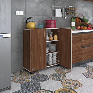 2 Kapılı Dolap Rabia 088*070*032 Cvz Kapaklı Tekerlekli Banyo Mutfak Ofis Kitaplık Ayakkabılık Kiler