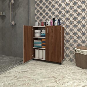 Kenzlife 2 Kapılı Dolap Rabia 088*070*032 Cvz Kapaklı Tekerlekli Banyo Mutfak Ofis Kitaplık Ayakkabılık Kiler