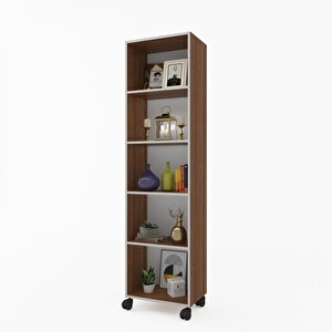Kitaplık Beril 188x040x020 Ceviz Tekerlekli Mutfak Dolabı Banyo Ofis Ayakkabılık Kiler
