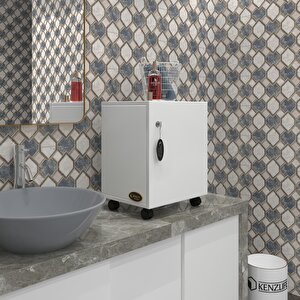 Kenzlife Mutfak Dolabı Zehra 068*030*032 Byz Kilitli Tekerlekli Banyo Evrak Ofis Kitaplık Ayakkabılık Kiler