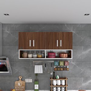 Hazır Mutfak Vesper Ceviz 060x20x32 Mutfak Banyo Dolabı Kapaklı Raflı