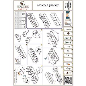 Kenzlife Hazır Mutfak Perenna Byz 060*180*32 Mutfak Banyo Dolabı Kapaklı Raflı