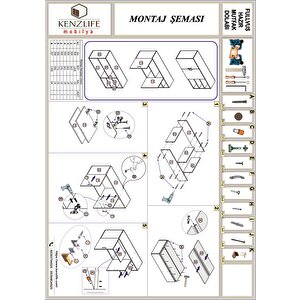 Kenzlife Hazır Mutfak Fulvus22 Cvz 060*120*22 Mutfak Banyo Dolabı Kapaklı Raflı