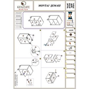 Kenzlife Kitaplık Beril 048*030*020 Byz Tekerlekli Mutfak Dolabı Banyo Ofis Ayakkabılık Kiler
