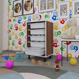 Sepetli Mutfak Dolabı Ruberu Cvz 074x45x30 Banyo Oyuncak Çamaşır Beyaz 5 Li Sepet