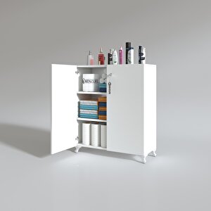Mutfak Dolabı Çilem 108x070x32 Beyaz Kilitli Ayaklı Banyo Evrak Ofis Kitaplık Ayakkabılık Kiler