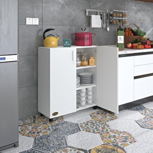 Kenzlife 2 Kapılı Dolap Rabia 088*070*032 Byz Kapaklı Tekerlekli Banyo Mutfak Ofis Kitaplık Ayakkabılık Kiler
