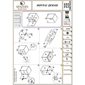 Kenzlife Mutfak Dolabı Mine 048*030*032 Byz Kapaklı Tekerlekli Banyo Evrak Ofis Kitaplık Ayakkabılık Kiler