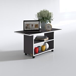 Orta Salon Sehpası Prag Gri 045x070x50 Tekerlekli Yemek Masası