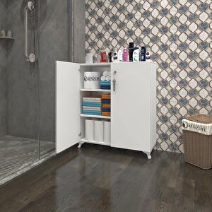 Kenzlife 2 Kapılı Dolap Çilem 088*070*032 Byz Kilitli Ayaklı Banyo Mutfak Ofis Kitaplık Ayakkabılık Kiler